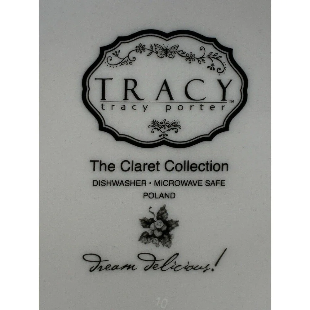 Tracy Porter Claret Collection 4 Salad Plate Dream Delicious Grape Dragonfly Vtg